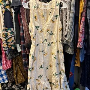 Madewell Cream Floral Midi Dress